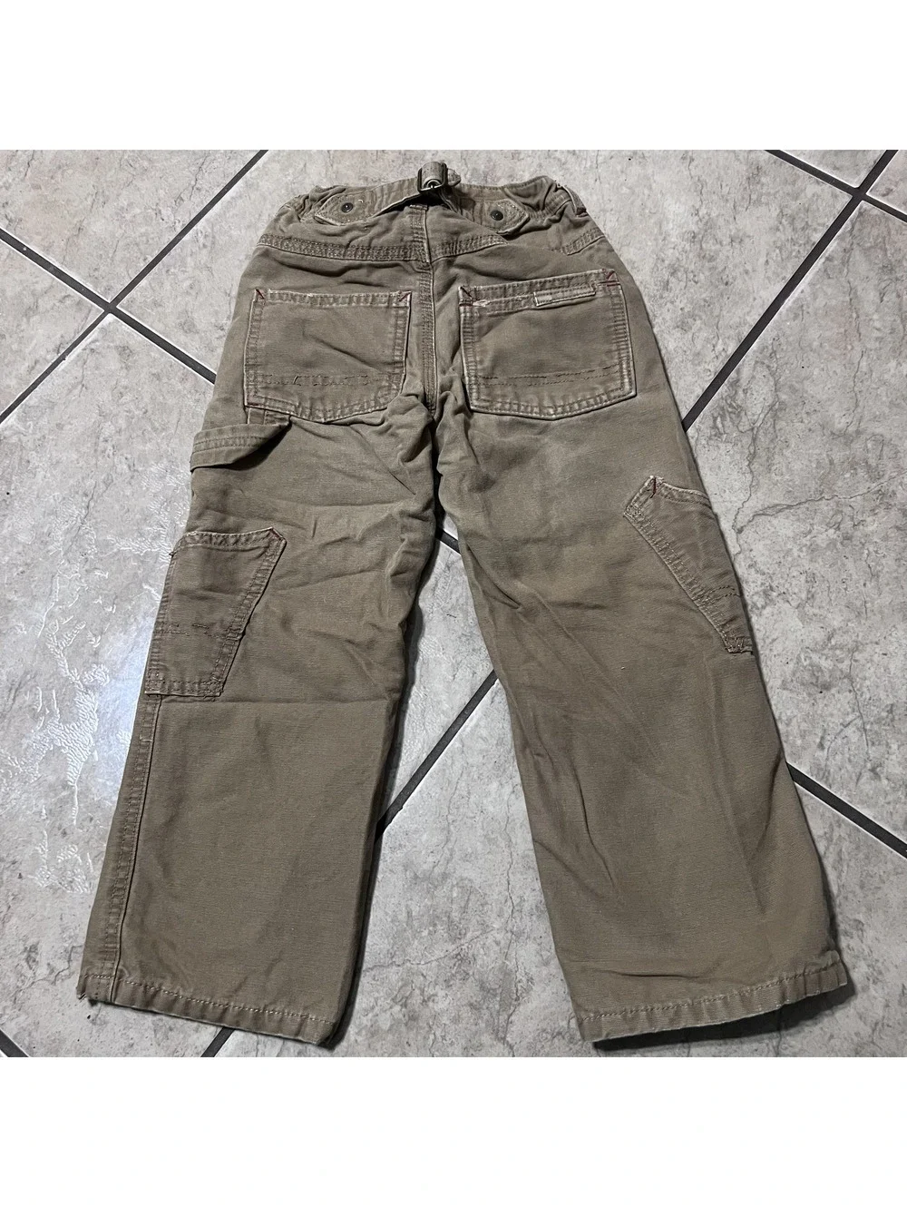 GAP Kids Plaid Flannel Lined Carpenter Khaki Utility Pants Size 5 Regular School